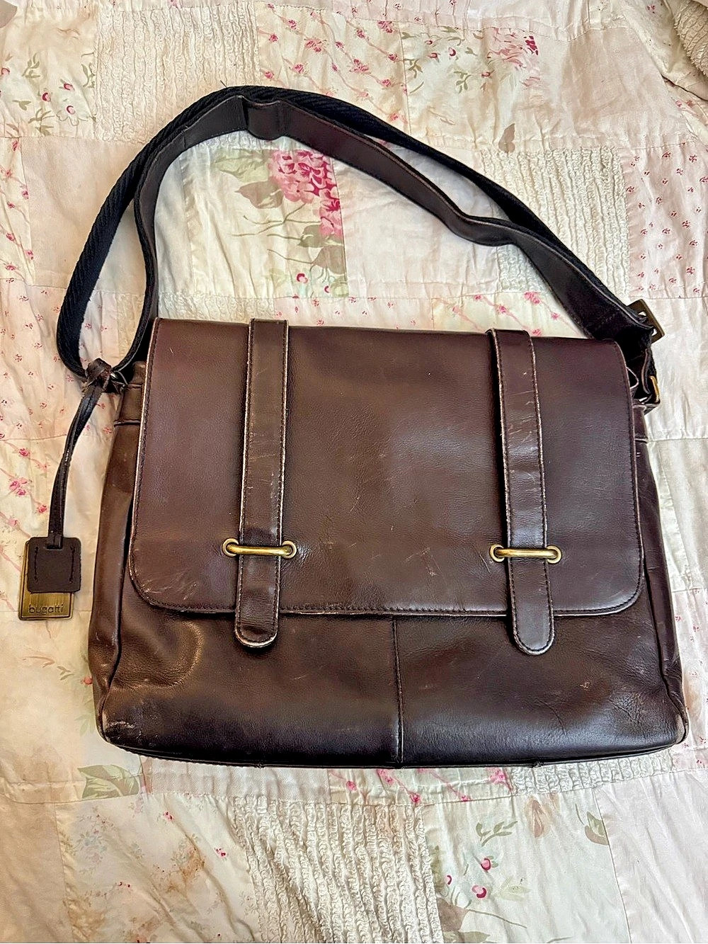 Vintage Bugatti Colombian Leather Messenger Bag